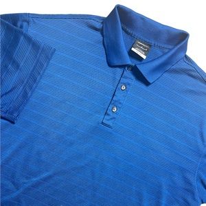 NIKE GOLF Dri Fit Blue Short Sleeve Logo Collared Shirt Large